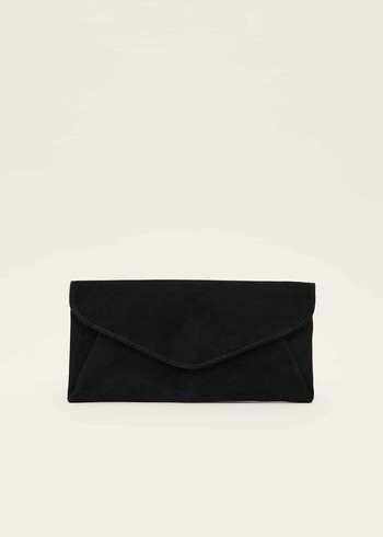 Phase Eight Wendie Suede Envelope Bags Black Canada | DQHTIC-389